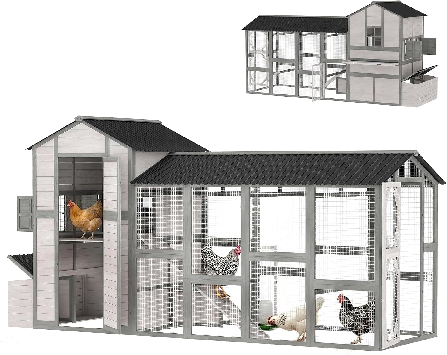 PawHut 147" Extra Large Wooden Hen House