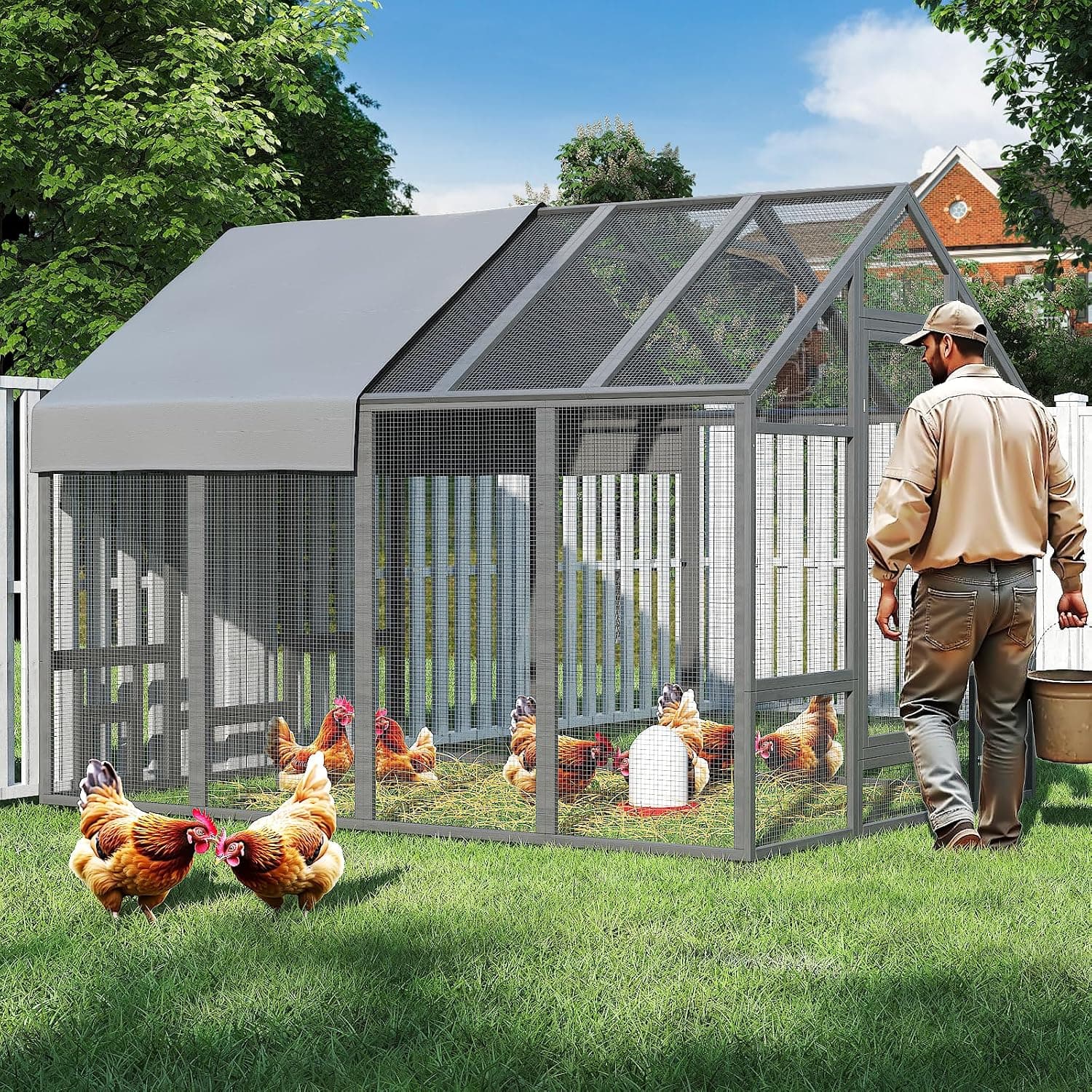 TRYKERPET Walk-In Coop for 10-12 Chickens
